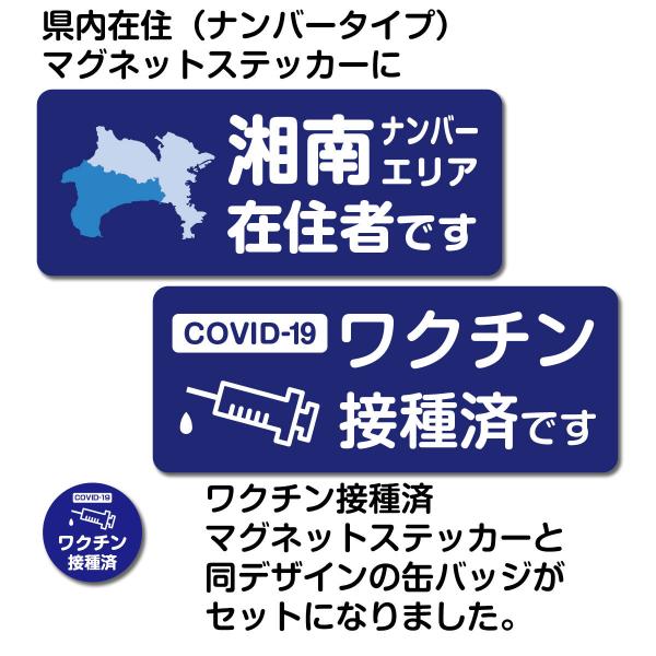 県内在住・ナンバープレート別タイプ+ワクチン接種済マグネットステッカー【150mm×60mm】＋缶バッジ付（東日本・関東以北）