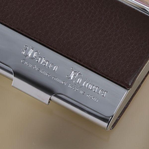 名刺ケース おしゃれ メンズ ブランド激安セール会場 男性用 女性用 ビジネス 名入れ ドーム型メタルｘレザーカードケース プレゼント カードケース 名刺入れ