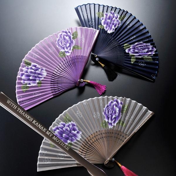 YH 名入れ ギフト LXX My扇子 薔薇 タッセル付 単品 : 名入れのギフト 
