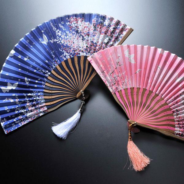 YH　名入れ ギフト LXX My扇子 桜に蝶 タッセル付