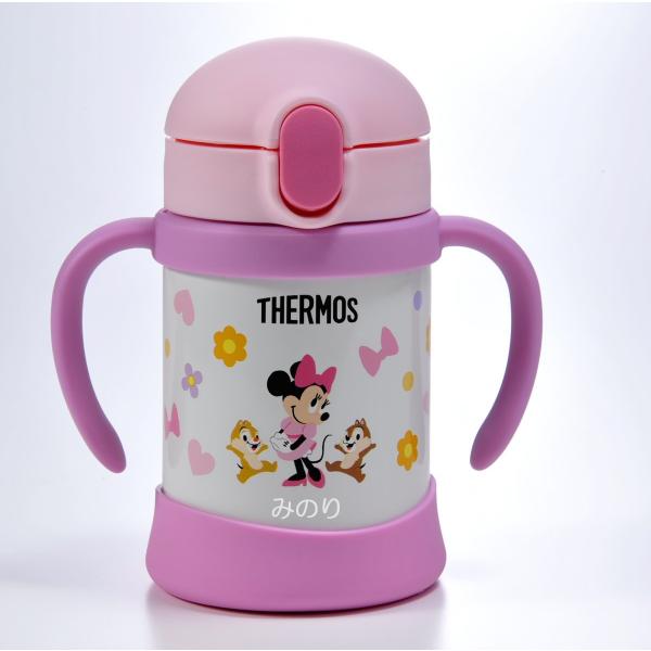 出産祝い 名入れ おしゃれ レゼント 新品 送料無料 誕生日 ギフト ミニーマウスii ーマウス サーモス真空断熱 水筒 まほうびんのベビーストローマグ