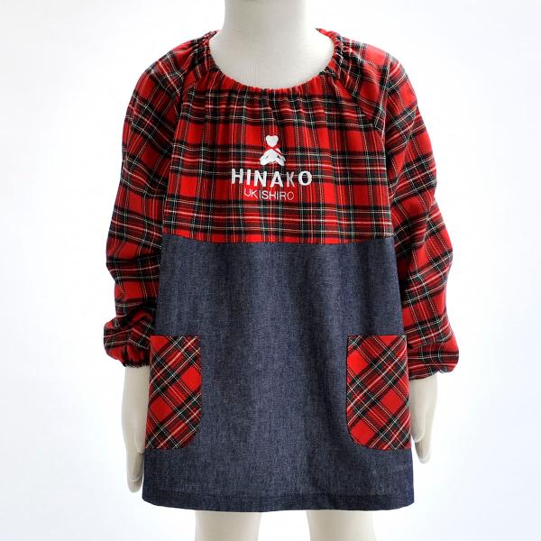 [Release date: January 7, 2018]しっかりとしたカラーデニム地を使ったお洒落なスモックです！ロイヤルタータンチェックとのツートンがお洒落！みんなと一味違ったお洒落スモックをお探しであればぜひおすすめ！幼稚園や保育...