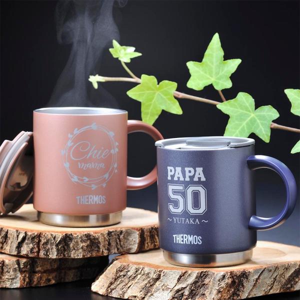名入れ ギフト SXX サーモス THERMOS フタ付 真空断熱マグカップ メタリックカラー 350ml