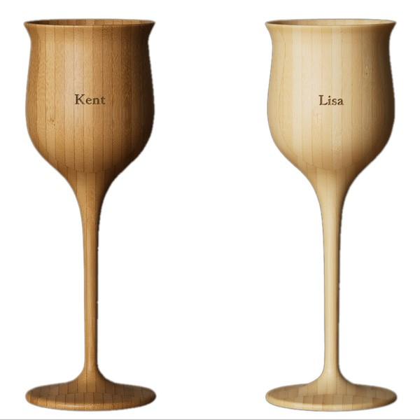 名入れ RIVERET 竹製 ワイングラス ペアセット ワインベッセル ペア