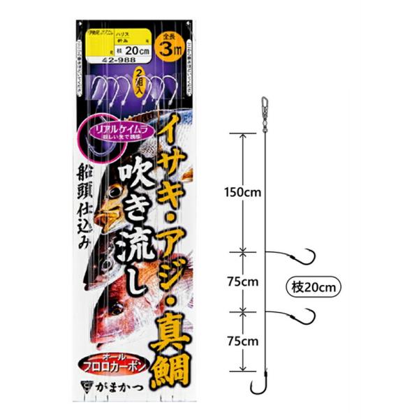 がまかつ イサキ・アジ・真鯛 吹き流し仕掛 8-2(gama-811605)[M便 1/20]