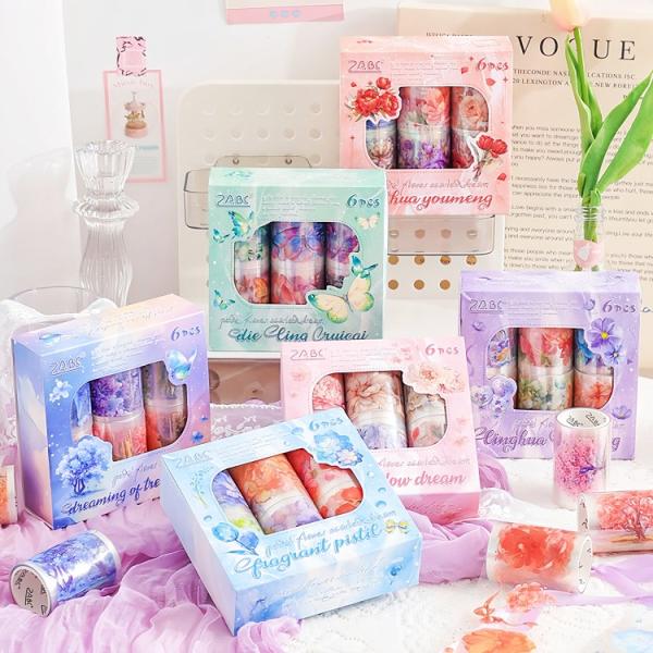 型抜き 柄違い6ロール ダイカット クリアテープ 幅広60mm 特油 凹凸