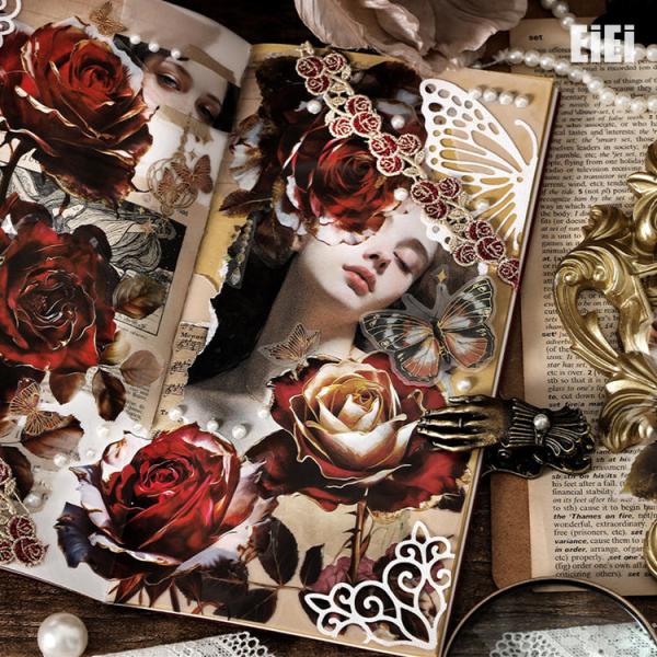 クリアシール 海外ステッカー 華やか 大きめ コラージュ 素材 シール