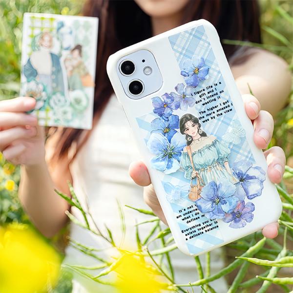 余白なし シール 透けない チェック柄 女の子 花びら 人物シール 女性 花柄 花 ファッション 北欧 イラストシール シール コラージュ素材 セット sztz-20-225