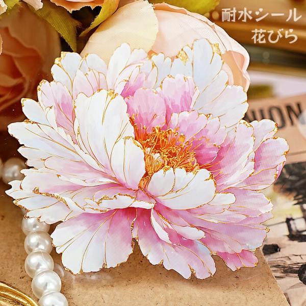 クリアシール 箔押し 大きめ 花びら 花弁 ローズ 花びらシール コラージュ素材 おしゃれ フラワー イラストシール ステッカー 透明 PET 耐水 シール sztz-20-326