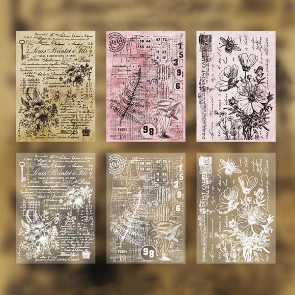 【D-110】lien様♡デザインペーパー vintage collage　21 海外 ヴィンテージペーパー 透ける 硫酸紙 素材紙 30枚 2種類紙質