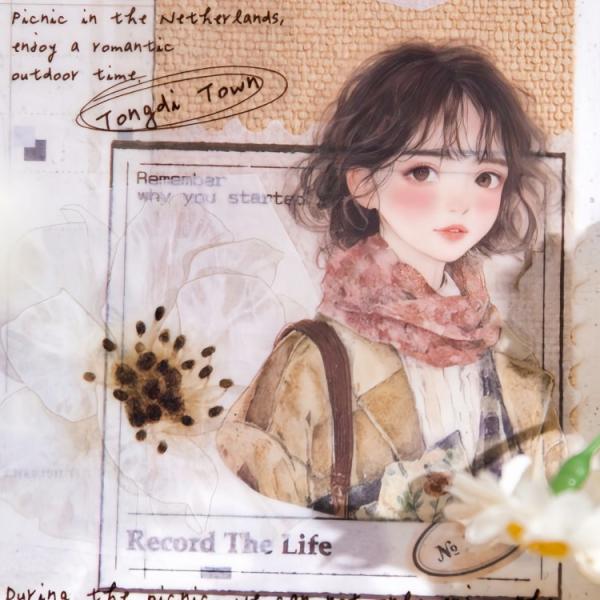 人物シール 水彩タッチ 手描き風 女の子 少女 女子 女性 イラストシール 30枚 ガールズシール PET シール 耐水 大きめ クリアシール コラージュ素材 sztz-30-315