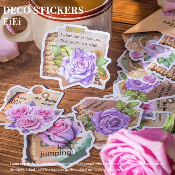 海外ステッカー 薔薇 コラージュ 素材 マステシール フレークシール