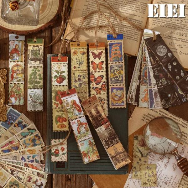 レトロ 海外ステッカー 切手 シール 縦長 コラージュ 素材 シール