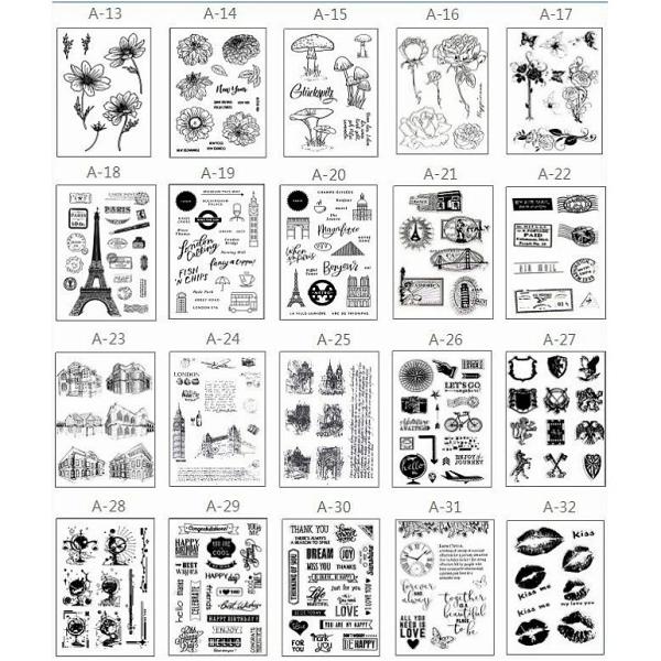 海外製クリアスタンプ まとめ売り 15個セット 即日出荷 クリアスタンプ クリアスタンプシート 透明 A01-12