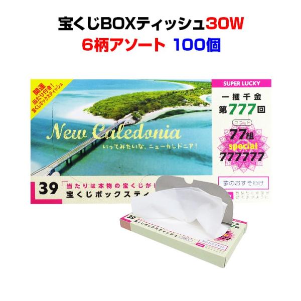 宝くじBOXティッシュ30W 100個(1c/s) BOXティッシュ おもしろ販促品 面白景品 販促品 景品