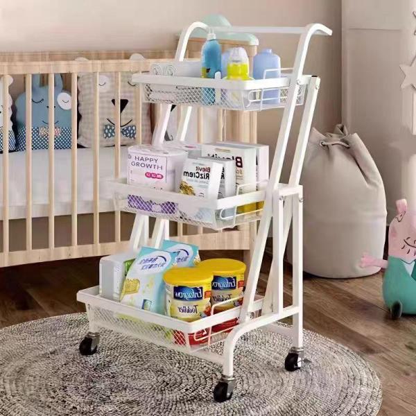 キッチンワゴンラックキャビネット収納隙間収納マルチワゴンレンジ台キャスター付き3段スチール折りたたみおしゃれオシャレ錦北