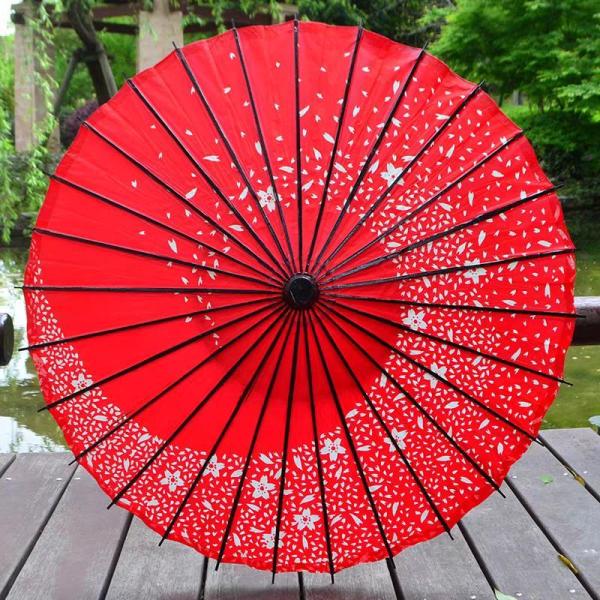 傘 長舞傘 雨傘 花柄 花火 インテリア コスチューム用小物 踊り傘  飾り用 防水 手作り 油引き 赤 紫 青 80*84cm
