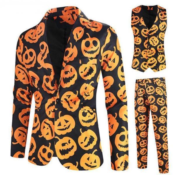 ハロウィンコスプレスーツハロウィン仮装スーツブラック黒メンズ目を惹く可愛いかぼちゃハロウィンコスチューム男性用ハロウィン衣装ハロウィン