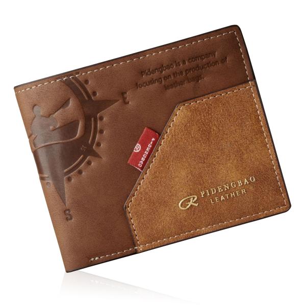 ORSUN] メンズ 財布 2つ折り オシャレなエンボス柄 コンパクト