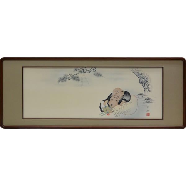 日本画  月に布袋　中野京香（直筆） orudo_jg035