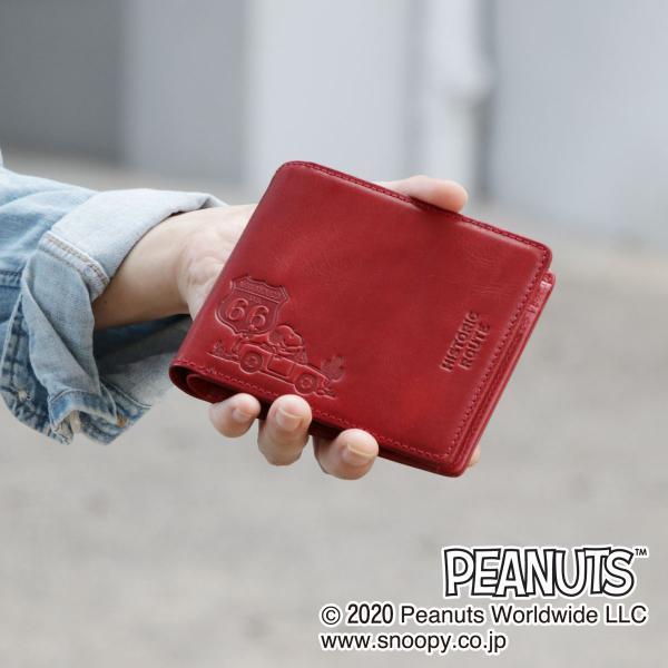 スヌーピー 財布 二つ折り財布 Peanuts Historic 牛革 Route 本革 正規品 Route66 日本製