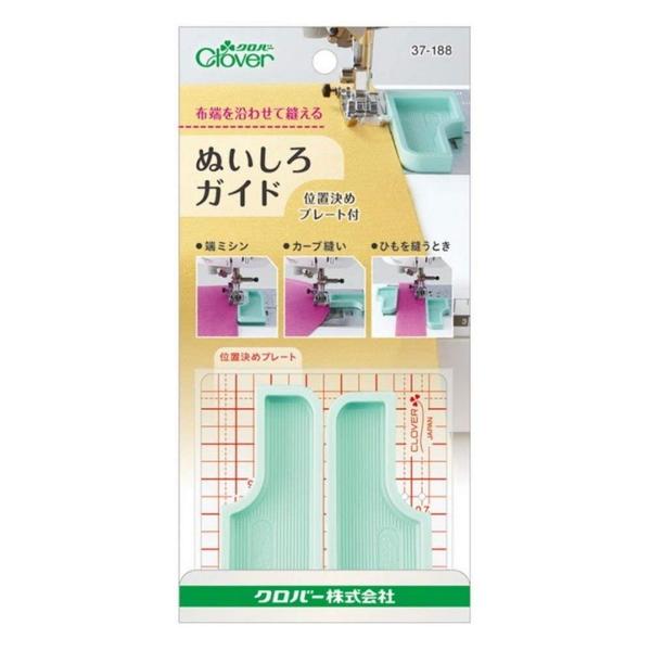 クロバー　ぬいしろガイド　37-188品番：71607入数：1サイズ：重量：用途：ミシンアタッチメントガイドの向きや組み合わせで、「直線縫い」、「曲線縫い」、「端ミシン」、「ひもを縫うとき」とさまざまな縫い方に対応できます。ミシン針を落とす...