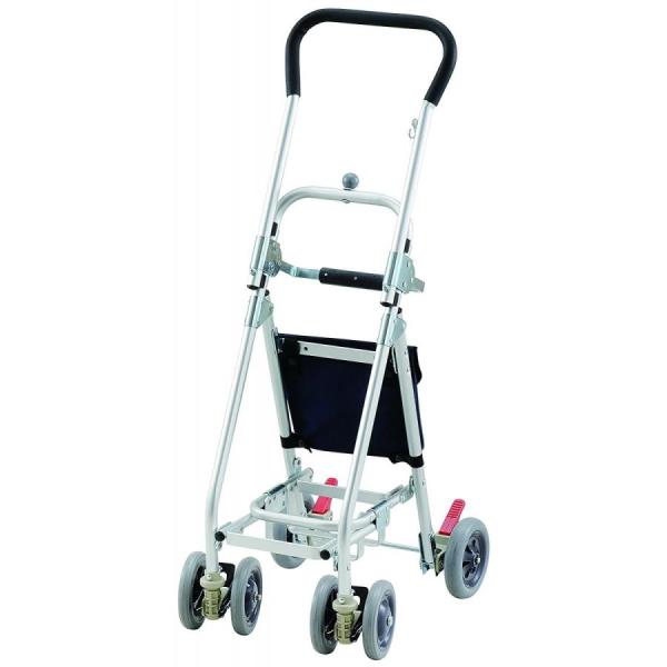 ○日本製、アルミパイプ仕立で軽量でシンプルな設計です。○前輪キャスター車輪仕様、360°と直進の切り替え式で、快適な押し心地です。・押し棒の高さを73〜90cmで、ワンタッチで調節できます。・コンパクトに折りたためます。◎完成寸法　高さ73...