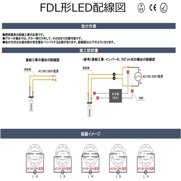 FDL27形代替用 FDL27EX-N FDL27形対応 LEDコンパクト蛍光灯 GX10Q 12W