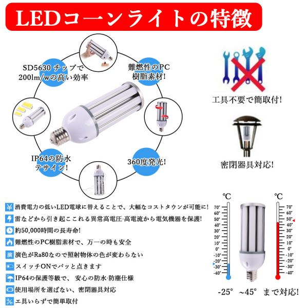 LED水銀ランプ 400W相当 水銀灯交換用 E39 IP64防水 60W 12000LM