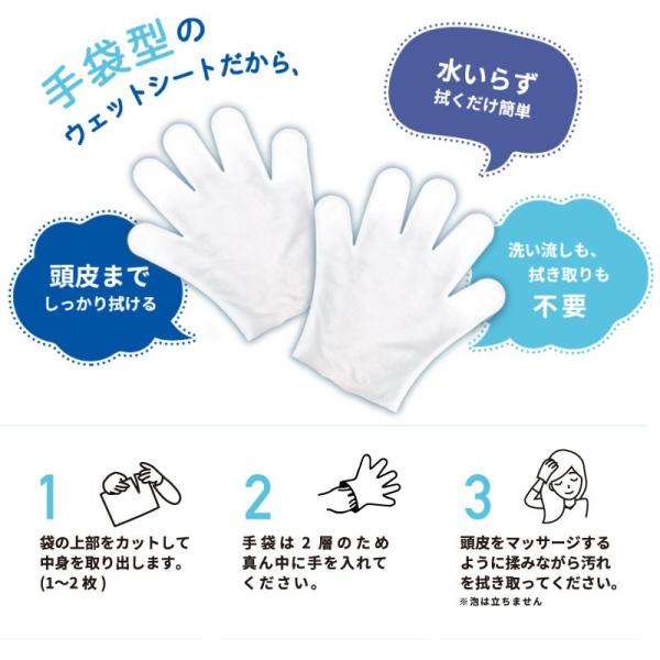 水不要 シャンプー ウェット手袋 2枚入