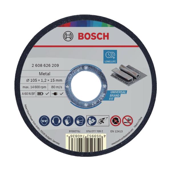 ボッシュ 切断砥石　一般鋼材用 105 x 1.2 x 15mm  2608626210 　 100枚入りバケツパック