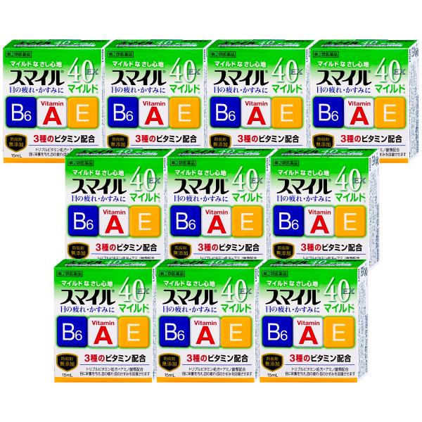 使用期限(医薬品)：商品ページ内に未記載の場合、期限残1年以上の商品を出荷しております。トリプルビタミン処方（基準内最大数配合※）スマイル40EXマイルド 目への主な効能疲れ、かゆみ、かすみ、充血※一般用眼科用薬製造販売承認基準