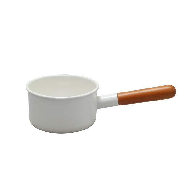 [ハッピーアワー+4％]野田琺瑯 ポーチカミルクパン 12cm PO-12M ホワイト[片手鍋/IH不可/直火対応][送料無料]