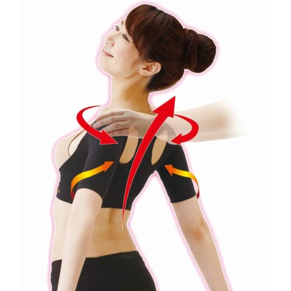 着るだけ簡単！美姿勢インナー■正しい姿勢へ導く: たすき掛けの構造が肩甲骨を引き寄せ、猫背を自然とピンと伸ばします。■肩こりを軽減: 姿勢が良くなることで、肩甲骨周りの筋肉の緊張がほぐれ、肩が楽になります。■動きやすく快適: 特殊な形状で肩...