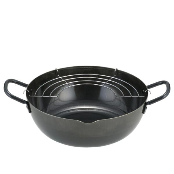 他サイト： ヨシカワ SH9160 本職の鉄製打ち出し天ぷら鍋 24cm(アミ付)[日本製][ガス火・IH対応][送料無料]の商品画像