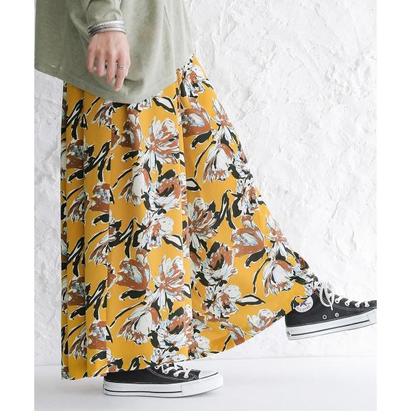 ロング パンツ レディース ボトムス ワイド スカーチョ ガウチョ 花柄