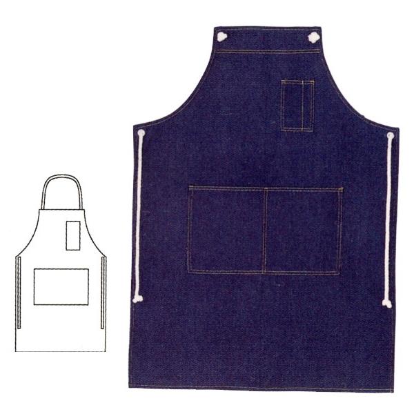 ☆12オンスの丈夫なデニム地！（綿100％）☆左胸と前中心部にポケットが付いており、とても便利です。☆また、前中央のポケットは2つに区切られており、使い勝手がよくなっております。胸ポケットも仕切られており、ペン差しとしも使えます。☆前中心丈...