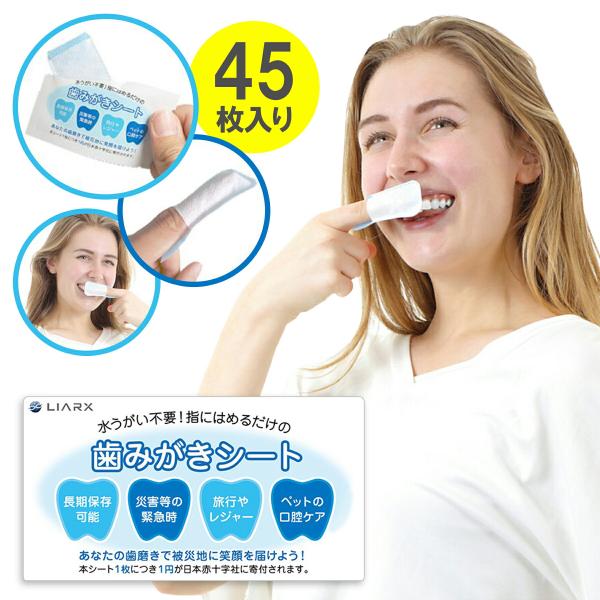 歯みがきシート 45枚入り 災害 防災グッズ 水不要 介護 アウトドア キャンプ ペット歯みがき 備蓄 歯磨きシート ペーパー歯磨き