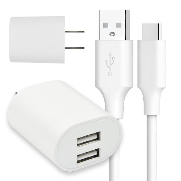 USB-Cケーブル、コンセント、充電器セット USB 電源 アダプタ タイプC ケーブル 1m 2口 充電器 セット Type