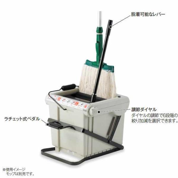 モップ絞り器 ステップスクイザー　テラモト足踏みタイプラチェット式ペダルを踏むだけで、立ったままモップを絞れます。立ったままペダルを踏むだけで絞れます。■ラチェット式ペダル力を使わず、立ったままで簡単に絞ることができます。■調節ダイヤルダイ...