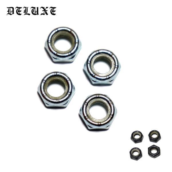 DELUXE デラックス アクセルナット 4個セット スケートボード スケボー アクスル シルバー ブラック 黒 DLX DLXSF
