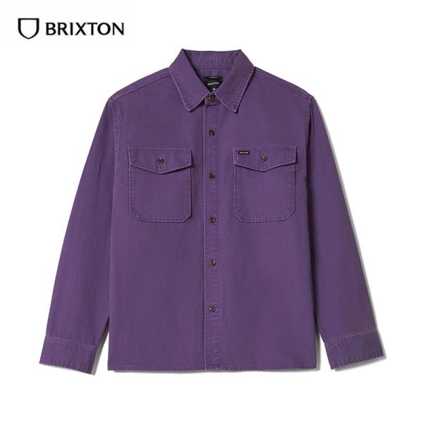 BRIXTON ブリクストン HERRINGBONE LW RELAXED OVERSHIRT シャツ ヘリンボーン コットン 生地 おしゃれ ワーク 長袖 メンズ 厚手 オーバーシャツ パープル