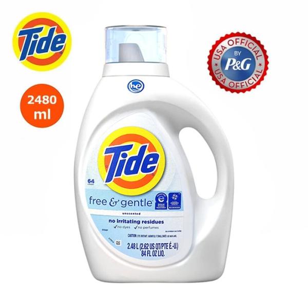 TIDE タイド Free and Gentle Liquid Laundry Detergent 84oz/2480ml アメリカ 洗剤 無香料 香りのない 海外 液体 ドラム式 洗濯 弱アルカリ性 本体 敏感肌