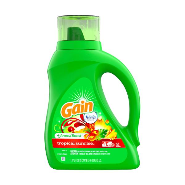 ゲイン 洗剤 洗濯用 衣類用 リキッド 液体 濃縮 無リン Gain Tropical Sunrise Liquid Laundry Detergent w/Febreze he 50oz/1470ml