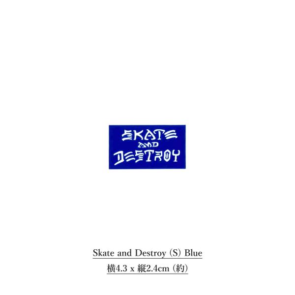 THRASHER (スラッシャー) Sticker Skate and Destroy (S) Blue スケボー ブランド ステッカー 車 おしゃれ ロゴ バイク ヘルメット スーツケース パソコン
