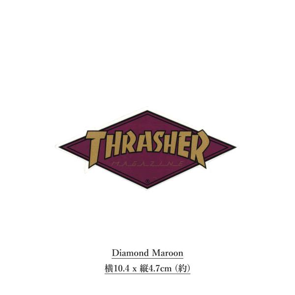 THRASHER (スラッシャー) Sticker Diamond Maroon スケボー ブランド ステッカー スーツケース 車 おしゃれ ロゴ バイク ヘルメット クーラーボックス パソコン