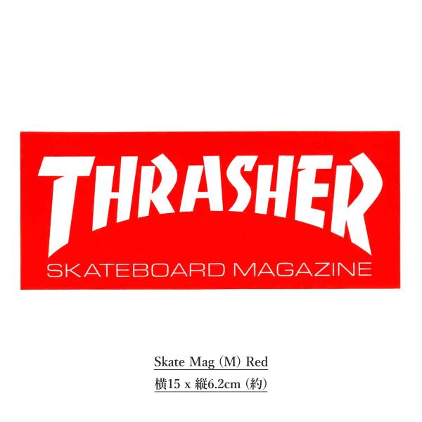 THRASHER (スラッシャー) Sticker Skate Mag (M) Red スケボー ブランド ステッカー 車 おしゃれ ロゴ バイク ヘルメット スーツケース パソコン