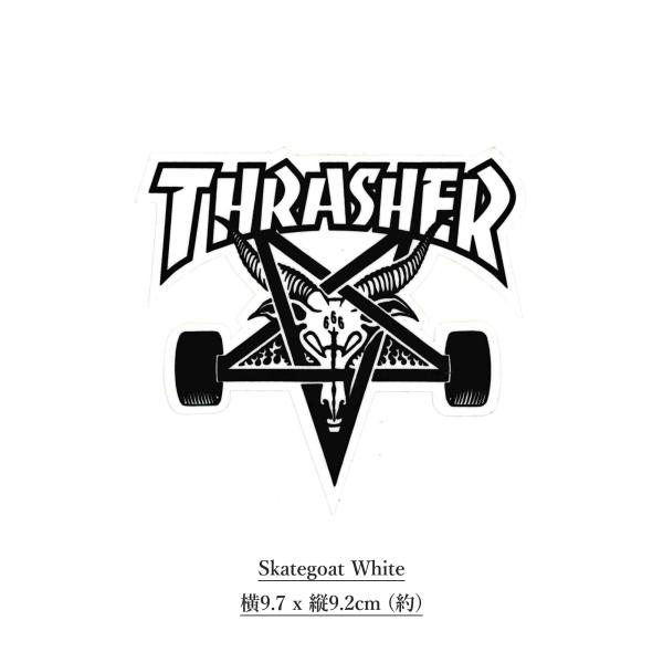THRASHER (スラッシャー) Sticker Skategoat White スケボー ブランド ステッカー スーツケース 車 おしゃれ ロゴ バイク ヘルメット クーラーボックス パソコン