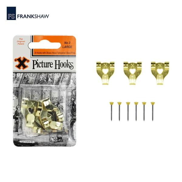 Frank Shaw フランク・ショー X Picture Hooks No3 set of 3 Brass ピクチャーフック 額縁 石膏ボード おしゃれ 壁 引っ掛け 金具 アート DETAIL ディテール