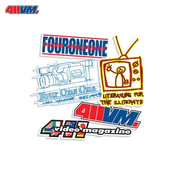 411VM (フォー・ワン・ワン・ビデオマガジン) Assorted Sticker 5 Pack スケボー ブランド ステッカー スケートボード セット ストリート アメリカ PC US ロゴ